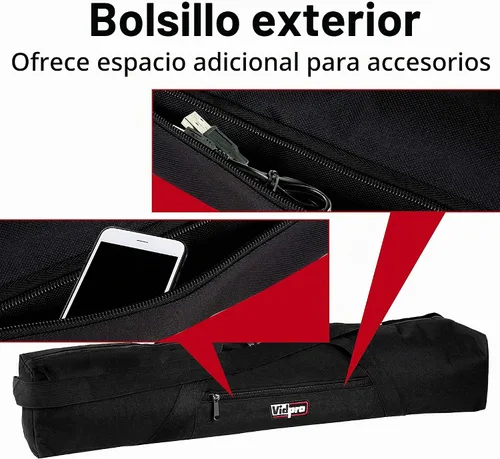 Vista 7 de VidPro TC-22 Estuche de transporte con cremallera de 22 pulgadas de largo con correa para el hombro y asa de transporte para visores, trípodes