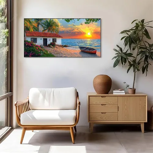 Vista 2 de Beach Cabin Diamond Painting Kits for Adults Beginners, 5D Full Drill Diamond Art Kits Gem Art for Home Wall Decor, Rhinestone Embroidery Crafts
