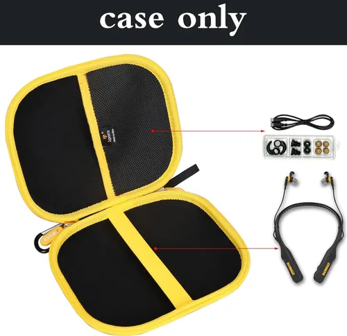 Vista 3 de Aproca Funda compatible con auriculares Bluetooth 2 en 1 con banda para el cuello DEWALT resistente magnético/negro, bolsa de almacenamiento