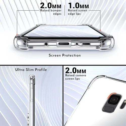 Vista 4 de Silverback Funda transparente para Galaxy S9 con soporte de anillo, amortiguador de golpes protector a prueba de golpes para Samsung Galaxy S9