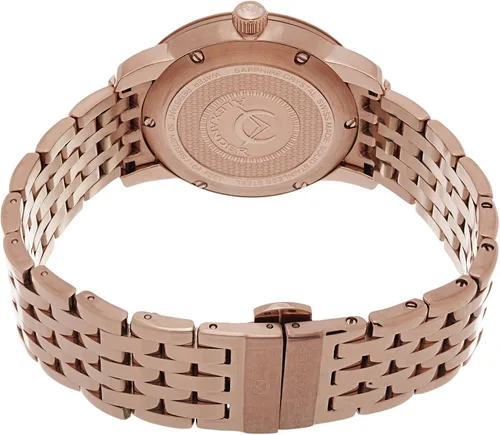 Vista 2 de Alexander Reloj analógico de cuarzo para hombre con correa de acero inoxidable A111B-08, Oro RosaPlateado, Pulsera