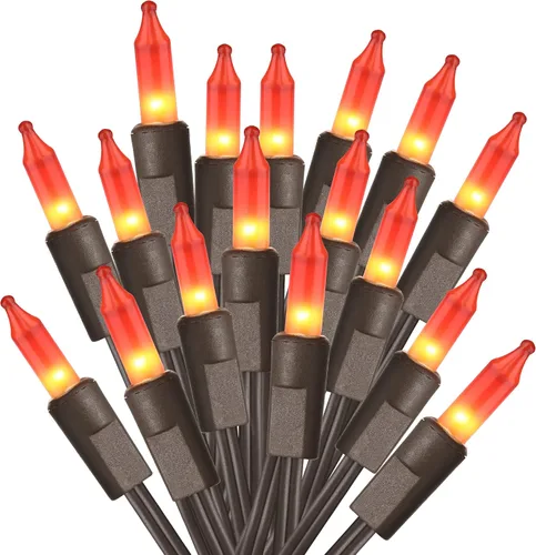 Vista 16 de ODEETRONIC Candy Corn - Luces de Halloween de 21.63 pies, juego de 100 luces incandescentes conectables, 120 V, certificado UL, luz de Halloween