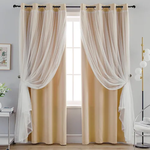 Vista 8 de Anytime Cortinas opacas y transparentes para ventana, par de paneles de cortinas lisas con ojales en la parte superior, 35 pulgadas de ancho x 63