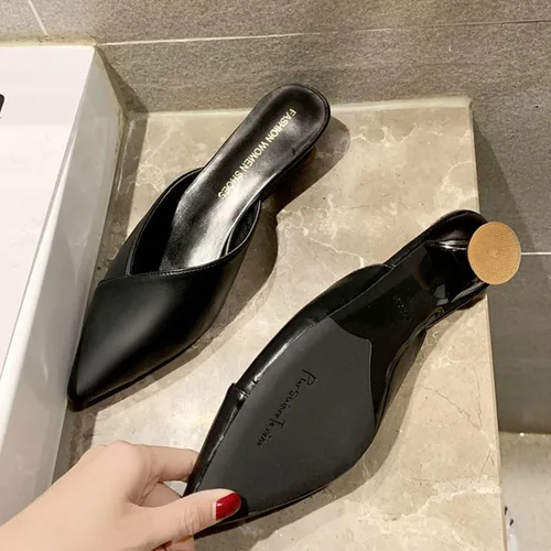 Vista 6 de Cómodas sandalias de tacón bajo con punta cerrada para mujer, zapatos elegantes y casuales