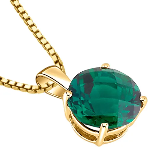 Vista 2 de Peora Colgante de oro de 14 quilates para mujer, solitario clásico de 0.315in de forma redonda en piedras preciosas auténticas y creadas, Metal