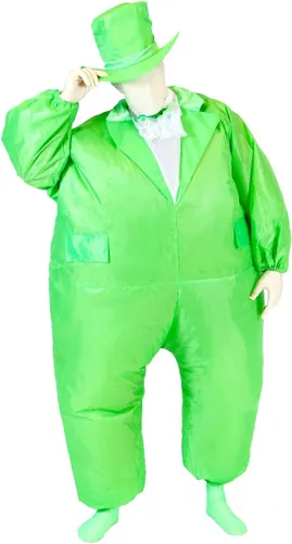 Vista 2 de Disfraz inflable de traje esmoquin, Adulto, Verde