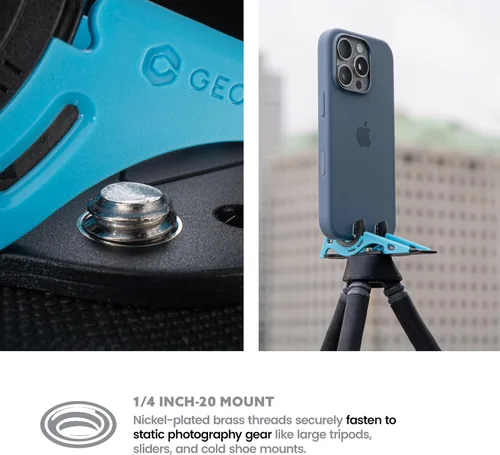 Vista 6 de GEOMETRICAL Trípode de bolsillo PROv2 - Soporte tamaño tarjeta, para iPhone, kit universal azul alienígena