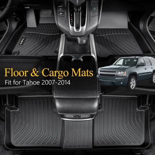Vista 216 de Tapetes de piso para todo clima y forro de carga con respaldo para Chevrolet Suburban de 7 asientos 2021-2025 / GMC Yukon XL de 7 asientos