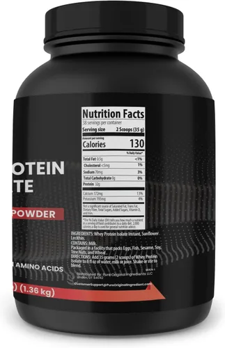 Vista 2 de PURE ORIGINAL INGREDIENTS Aislado de proteína de suero de leche, 3 libras, instantáneo, sin sabor