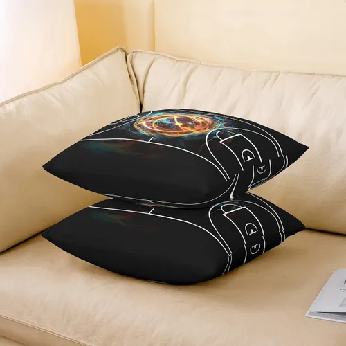 Vista 87 de Guitar Print Double Sides Print Pillow Covers 16"x16",Music Themed Bass Instruments Pillowcase Soft Square Cushion Cases,Rustic Music Score Note