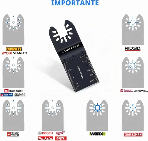 Vista 7 de LONGTERM 100 piezas de hojas oscilantes de madera de dientes largos, OIS de liberación rápida, para madera dura/madera blanda/MDF/madera