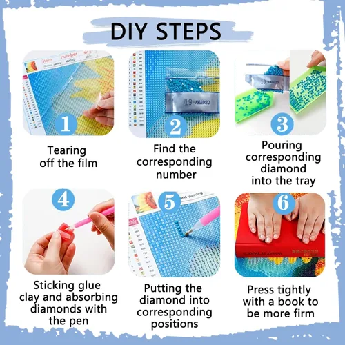 Vista 5 de YUE ZHE Kit de pintura de diamante de búho para adultos y niños, kit de arte de diamantes 5D para bricolaje, arte de gemas para decoración de pared