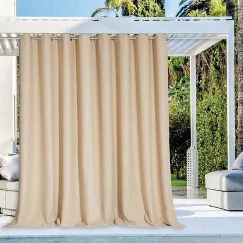 Vista 137 de NICETOWN Cortina para Exteriores para Patio Impermeable de 84 Pulgadas de Ancho, Aislamiento Térmico con Ojales Antioxidantes Bloqueo UV Cortina