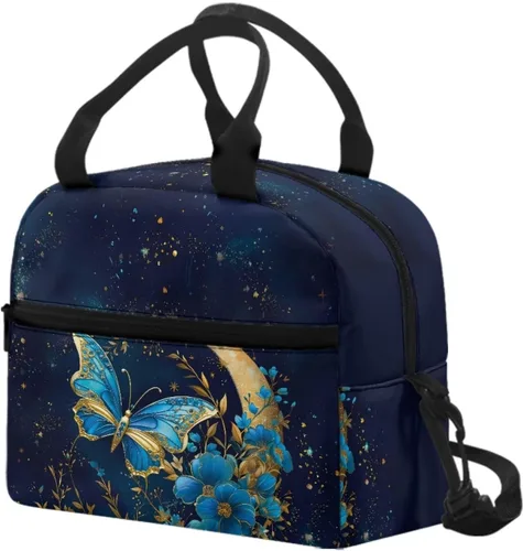 Vista 41 de doginthehole Bolsa de almuerzo portátil de teñido anudado azul, bolsa de almuerzo, organizador reutilizable, hielera para adultos, al aire libre