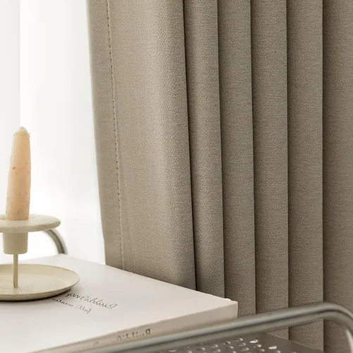 Vista 9 de Rinwoc Cortinas 100% opacas gruesas y suaves, 2 paneles para dormitorio, aspecto de lino, texturizadas, bloqueo de luz completa, oscurecimiento