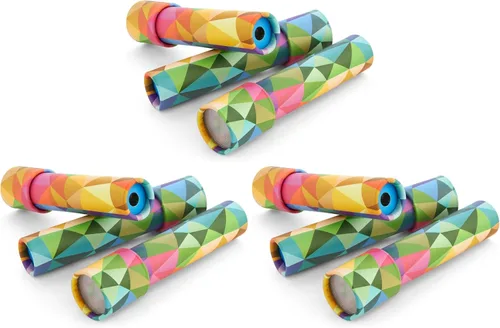 Vista 10 de Blue Panda Prisma arcoíris para niños, caleidoscopio, paquete de 3, 8 x 1.3 pulgadas, visor de prisma de plástico con patrones retro y paquete