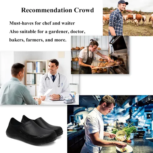 Vista 7 de Haifago Zapatos de chef antideslizantes para hombre, zuecos de trabajo de cocina resistentes al aceite, zapatos de servicio de alimentos