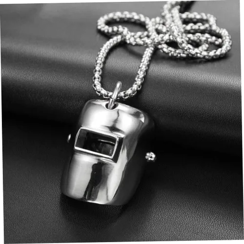 Vista 3 de Havamoasa Collar hiphop soldador casco colgante cuello cadena plata joyería regalo para hombres mujeres