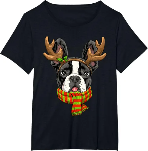Vista 29 de Camiseta de Navidad para perro Bulldog Francés, Negro, S