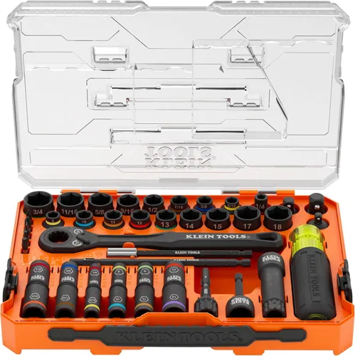 Vista 17 de Klein Tools 65400 KNECT Juego de 15 piezas de pasadores de enchufe, juego de enchufes de impacto SAE con estuche MODbox, enchufes, puntas