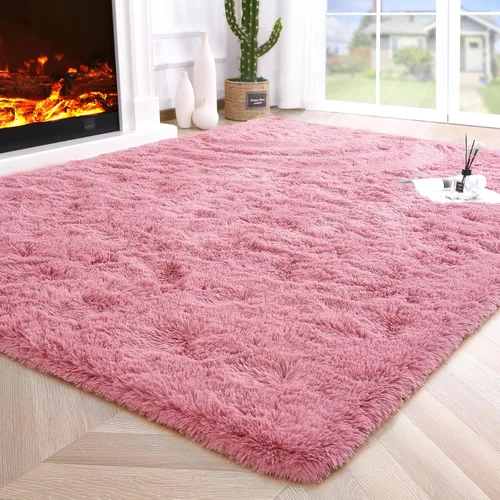 Vista 91 de Noahas Alfombras de Área Grandes y Esponjosas de 5x8 pies para Sala de Estar y Dormitorio, Alfombra Gruesa de Pelo Largo Beige y Blanca, Alfombra