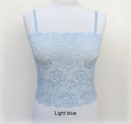 Vista 3 de Royal Blue See Through Floral Elastic Lace Tank Top Cami