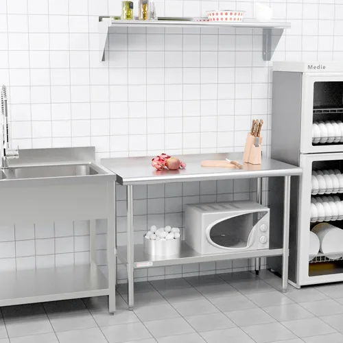 Vista 8 de STABLEINK Mesa de acero inoxidable con protector contra salpicaduras de 30 Con Backsplash