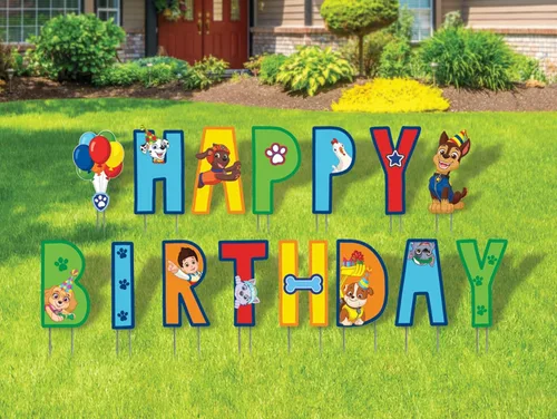 Vista 10 de Carteles de feliz cumpleaños de Blue's Clues con estacas de metal, letras de 16