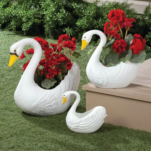 Vista 3 de Fox Valley Traders Maceteros clásicos de cisne blanco para interiores