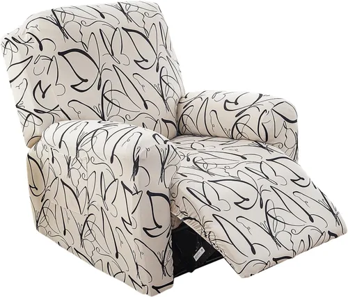 Vista 7 de KRFOONN Fundas elásticas para sillón reclinable con estampado, fundas para sillas reclinables de 4 piezas, fundas para sillón reclinable Lazy Boy