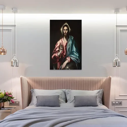 Vista 8 de El Greco - Póster de Salvator Mundi El Salvador de El Salvador, pintura decorativa en lienzo, arte de pared, para sala de estar, dormitorio, 12 x 18