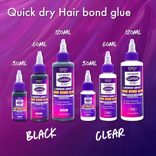 Vista 4 de EBIN NEW YORK Wonder Weave Bond - Pegamento para el cabello, color negro, 1