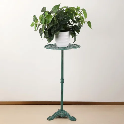 Vista 5 de OwnMy Soporte alto de hierro fundido para macetas, soporte para macetas con pedestal decorativo, para interiores y exteriores, soporte grande