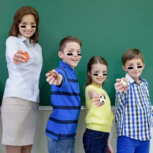 Vista 5 de 60 pares de calcomanías negras de ojos para niños, calcomanías deportivas personalizables para fútbol, béisbol, softbol, fiestas temáticas