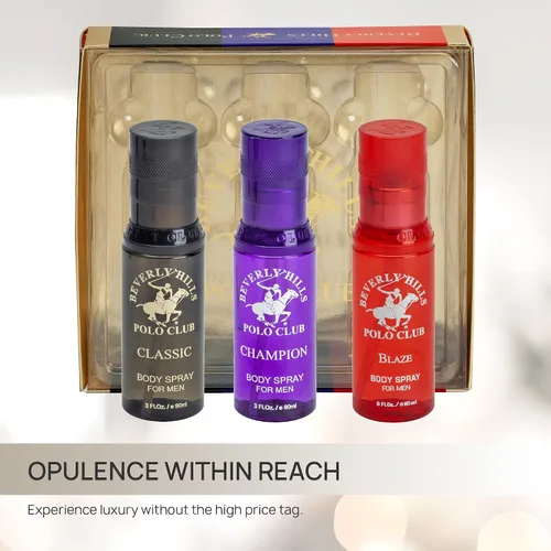 Vista 4 de Beverly Hills Polo Club Colección de spray corporal de 3 piezas: Champion, Classic, Blaze (9 fl oz, diferentes fragancias)