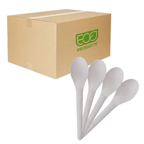 Vista 3 de Eco-Products - Cucharas de plástico compostables CPLA de 6 pulgadas, caja de 1000, cuchara negra desechable, cubiertos de plantas