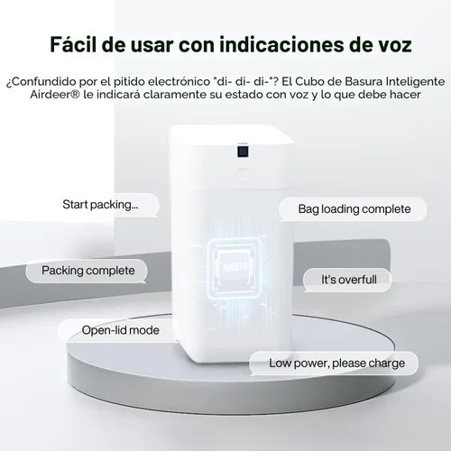 Vista 4 de Airdeer Bote de Basura Automático, Bote de Basura Inteligente de 3 Galones con Autosellado y Autocambio, Sensor de Movimiento, Bote de Basura sin