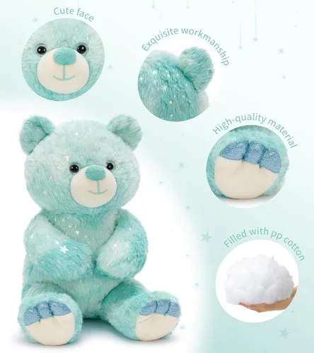 Vista 3 de Tezituor - Oso de peluche arcoíris de 13.78 pulgadas, suave oso de peluche teñido anudado, acogedor juguete de peluche abrazable para niños, novia