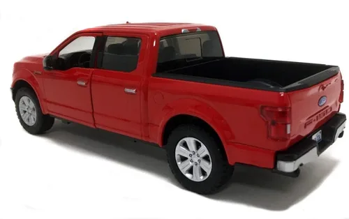 Vista 2 de 2019 Ford F-150 Lariat Crew Cab Pickup Truck Rojo 1/24-1/27 Modelo de automóvil fundido a presión por Motormax 79363