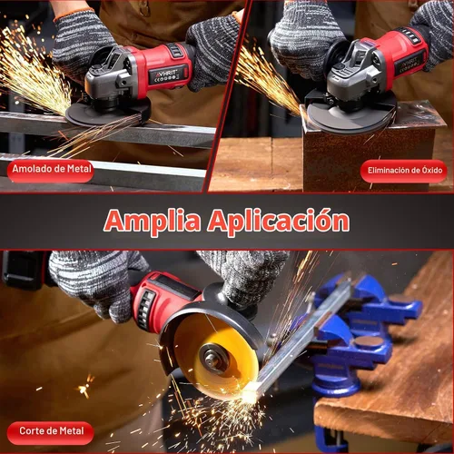 Vista 7 de Amoladora Angular Inalámbrica, Muela de 4-1/2" con 2 Baterías, Pantalla LED, Motor Sin Escobillas para Corte y Lijado de Metal, Eliminación de Óxido