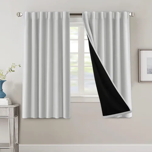Vista 136 de H.VERSAILTEX Cortinas 100% opacas para dormitorio con forro negro, cortinas de oscurecimiento de habitación completa, con aislamiento térmico