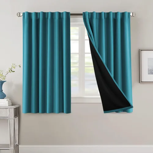 Vista 98 de H.VERSAILTEX Cortinas 100% opacas para dormitorio con forro negro, cortinas de oscurecimiento de habitación completa, con aislamiento térmico