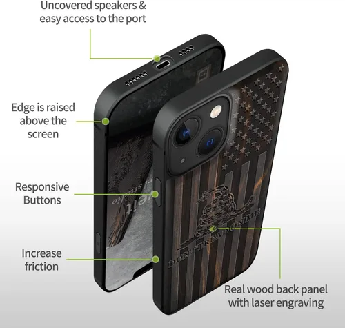 Vista 9 de Carveit Funda magnética de madera para iPhone 13 [madera natural y TPU suave] Funda protectora de madera única a prueba de golpes compatible