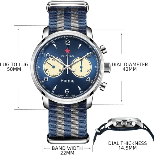 Vista 11 de SEAKOSS Pilot Chronograph Panda Dialplate 42mm Men Mechanical Original 1963 ST1901 Movement Hand-Winding Wrist Watch wth Gooseneck