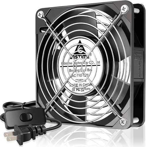Vista 13 de GDSTIME Ventilador Axial de 90mm, 110V 120V CA, 92 mm x 92 mm x 25 mm, de rodamiento de bolas doble con cable de alimentación para proyectos