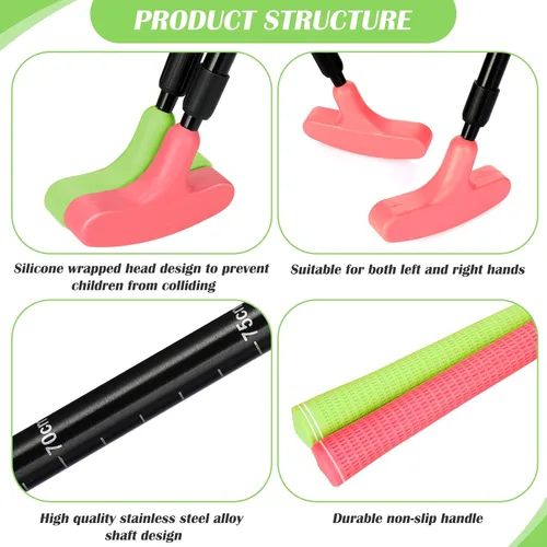 Vista 4 de Leyndo Paquete de 2 putters de golf para hombres y mujeres con 12 pelotas de golf bidireccionales ajustables para diestros o zurdos, juego de club