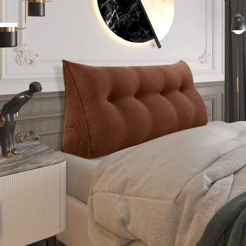 Vista 39 de Almohada de cabecera gruesa totalmente rellena tamaño Queen, cabecera acolchada suave y firme, soporte grande, triangular, almohada de cuña