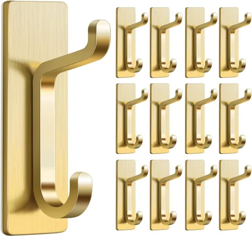 Vista 10 de Ganchos de pared autoadhesivos para colgar: extra fuertes 13 libras, gancho para abrigo, toalla en baños, ducha, cocina, pared, gancho de puerta