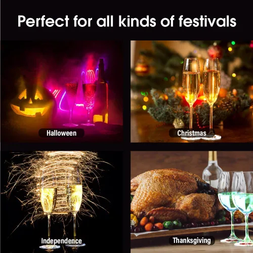 Vista 5 de Posavasos con luz LED, 12 posavasos iluminados, luz LED para botellas, 6 colores para barras y fiestas (boda) en varios colores y tamaños