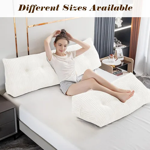 Vista 8 de Almohada Triangular Grande para Cabecera en Forma de Cuña para Descanso en Cama y Lectura; Almohada para el Respaldo con Soporte y Posicionamiento